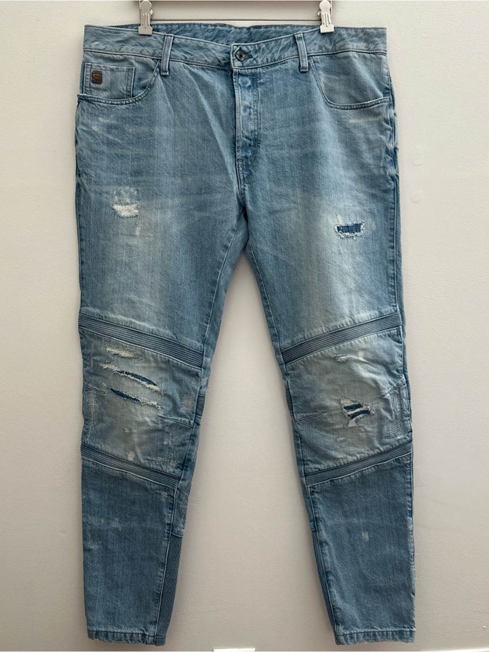 G-Star RAW Jeans Mens 40X34 Motac Deconstructed 3D Slim Biker Moto Stretch Denim